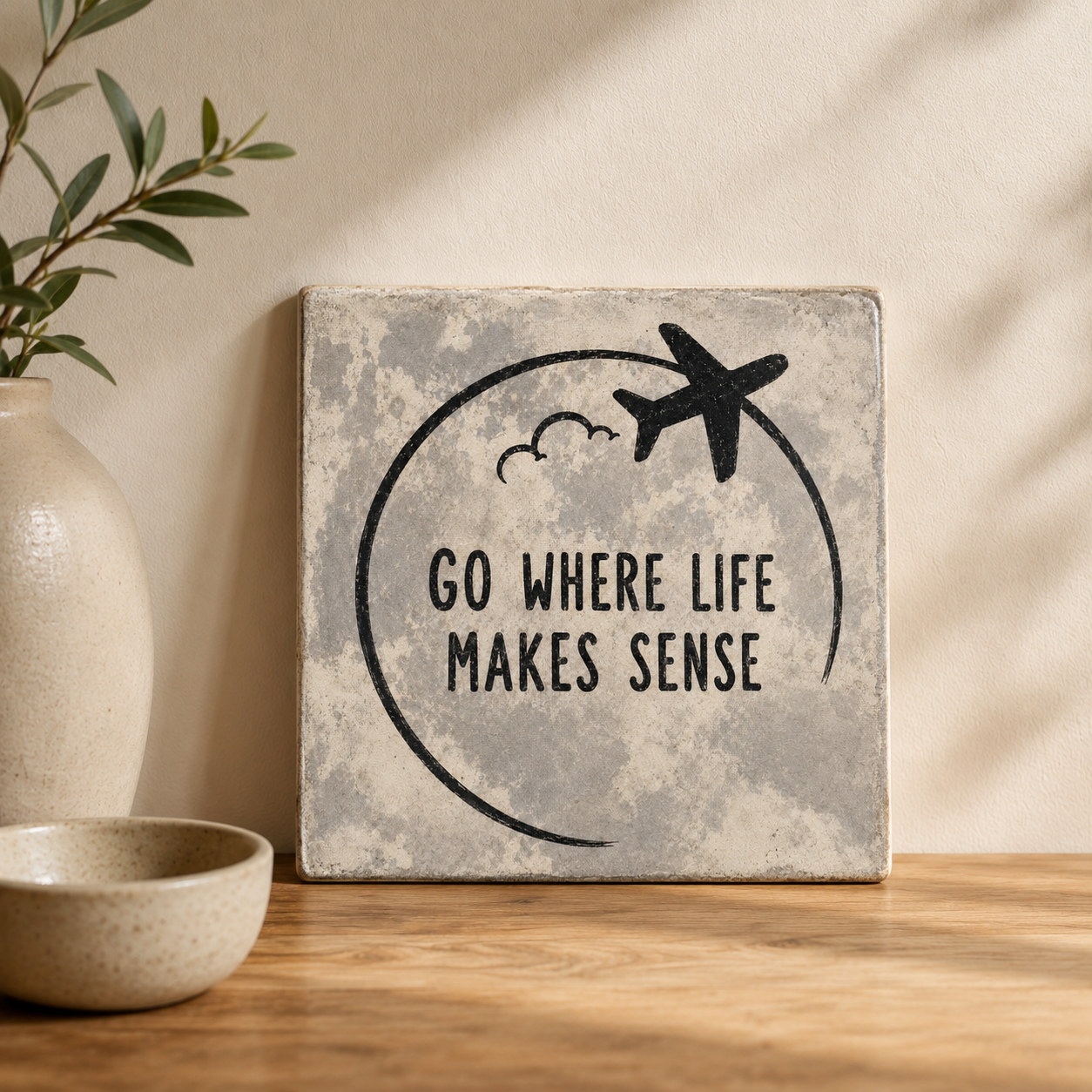 Ceramiczna płytka dekoracyjna "Go Where Life Makes Sense"