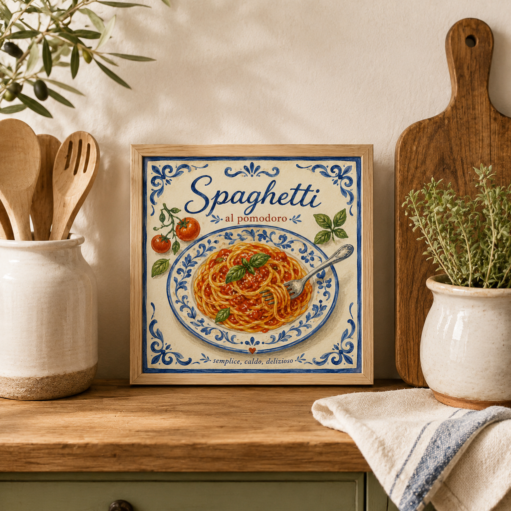 Ceramiczna płytka dekoracyjna Spaghetti al Pomodoro