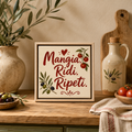 Ceramiczna płytka dekoracyjna Mangia, Ridi, Ripeti