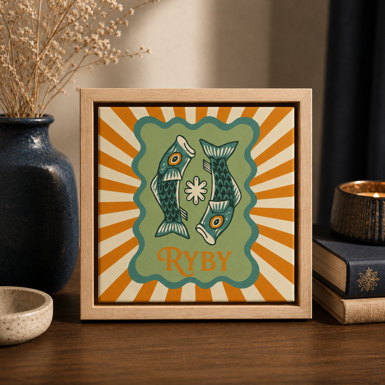 Ceramiczna płytka dekoracyjna Zodiakalne Ryby