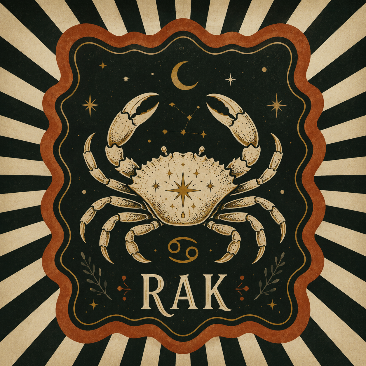 Ceramiczna płytka dekoracyjna Astrologiczny Rak