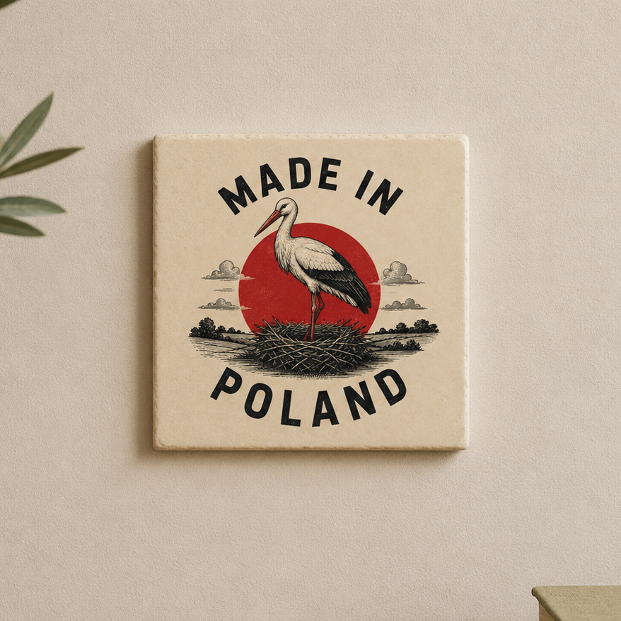 Ceramiczna płytka dekoracyjna Polski Bocian Retro