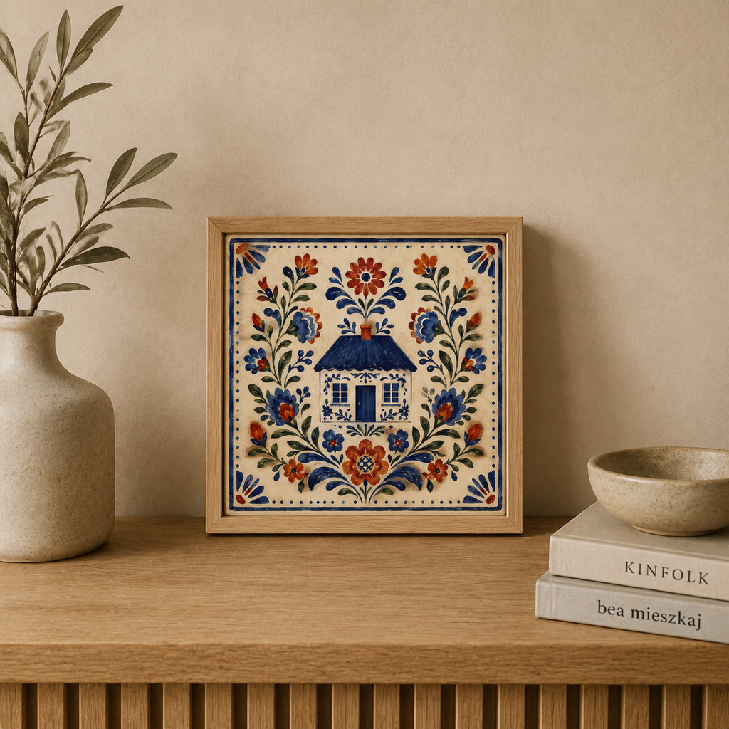 Ceramiczna płytka dekoracyjna Błękitny Dworek