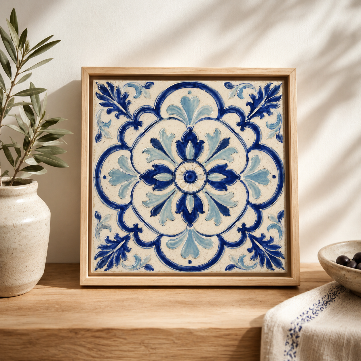 Ceramiczna płytka dekoracyjna Błękitna Majolika