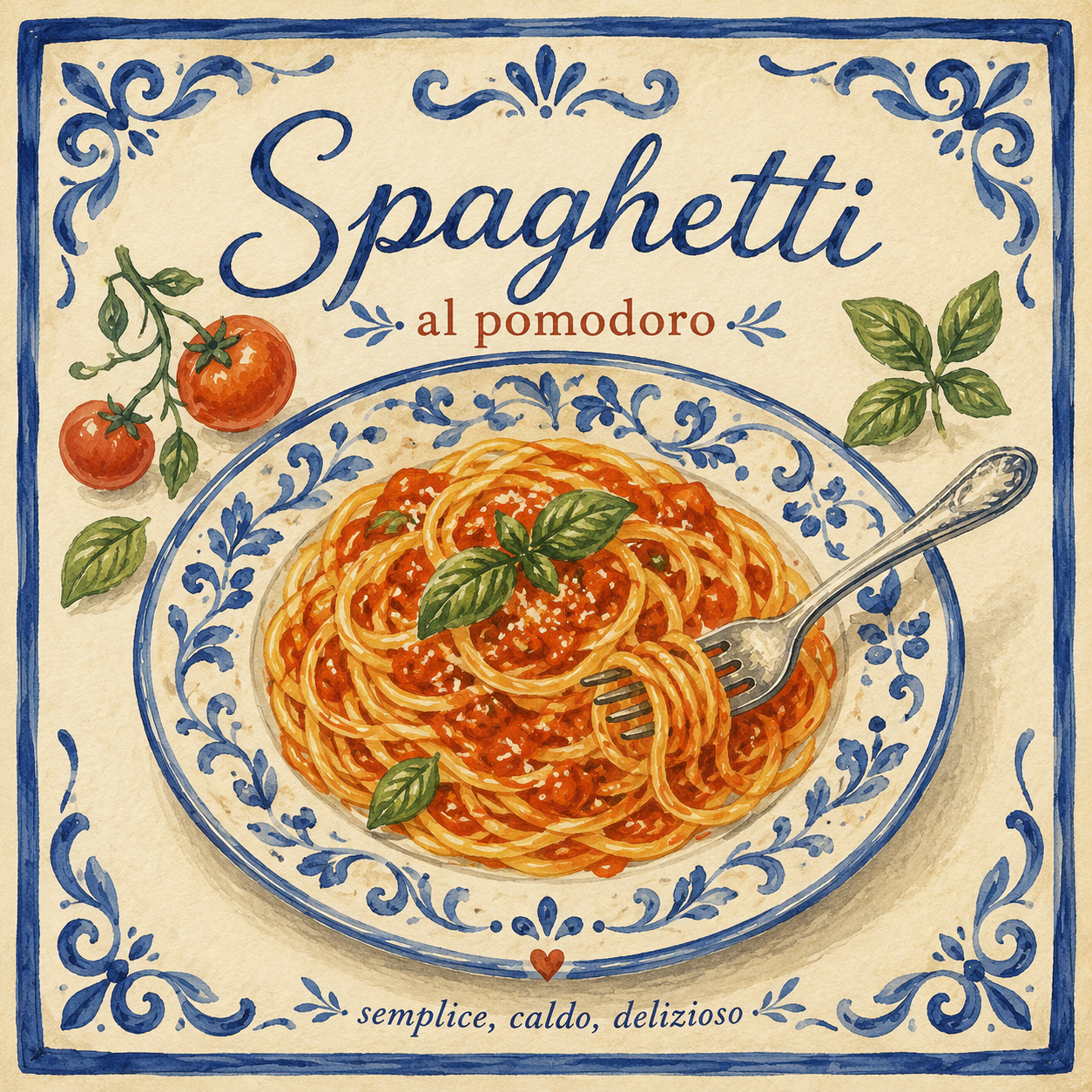 Ceramiczna płytka dekoracyjna Spaghetti al Pomodoro
