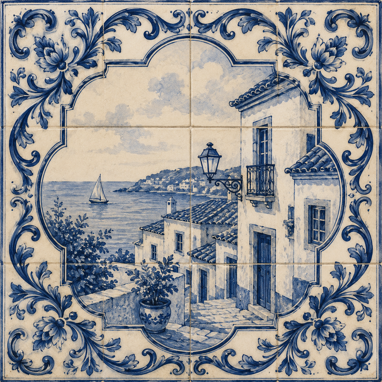 Ceramiczna płytka dekoracyjna Błękitne Azulejo