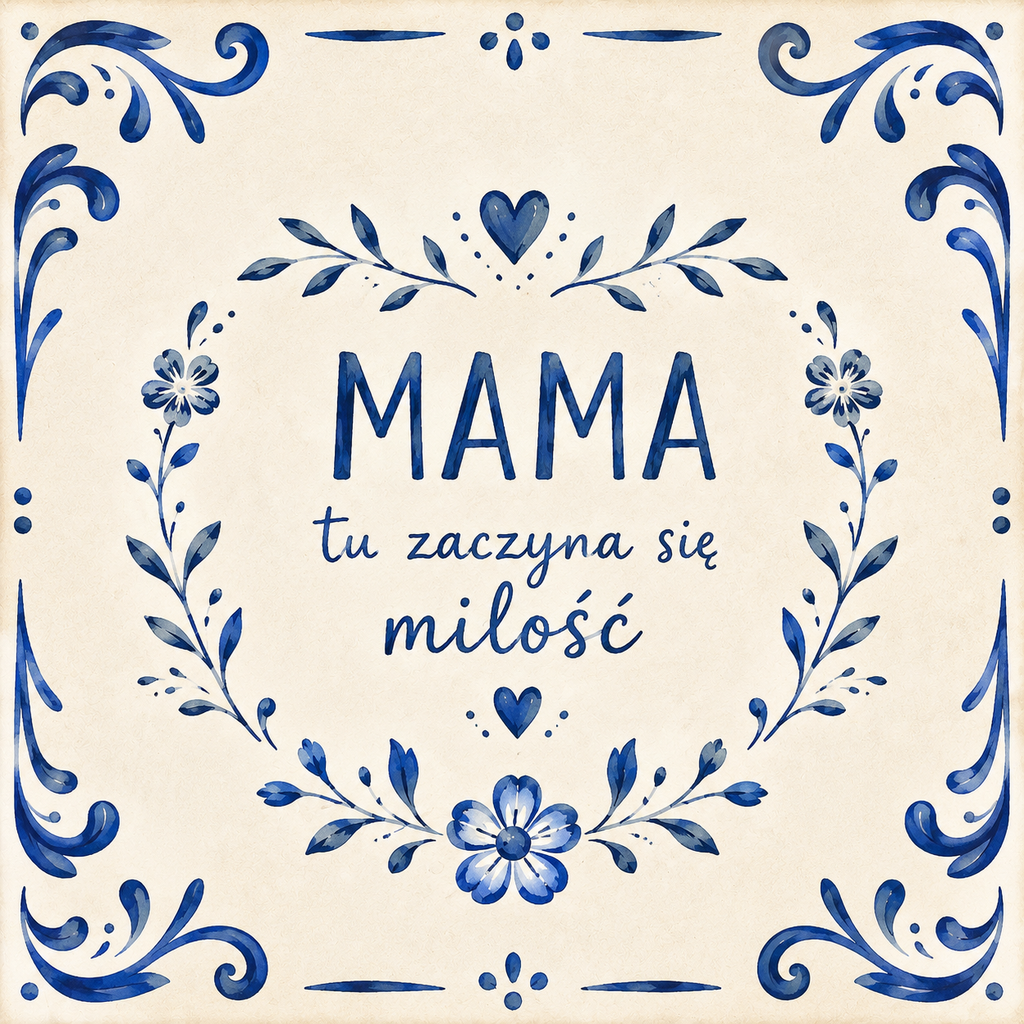 Ceramiczna płytka dekoracyjna Mama – Tu Zaczyna Się Miłość