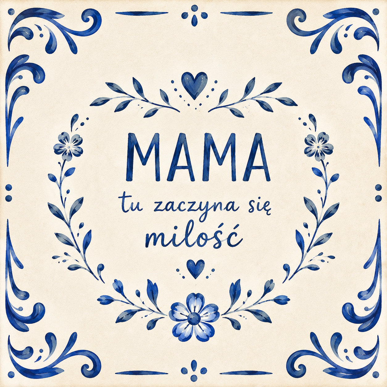 Ceramiczna płytka dekoracyjna Mama – Tu Zaczyna Się Miłość