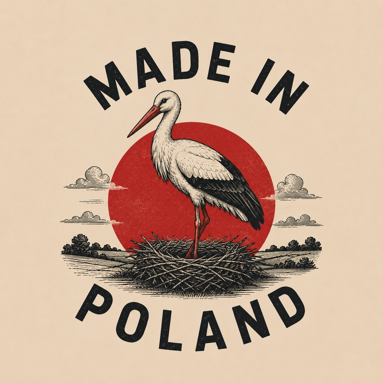 Ceramiczna płytka dekoracyjna Polski Bocian Retro