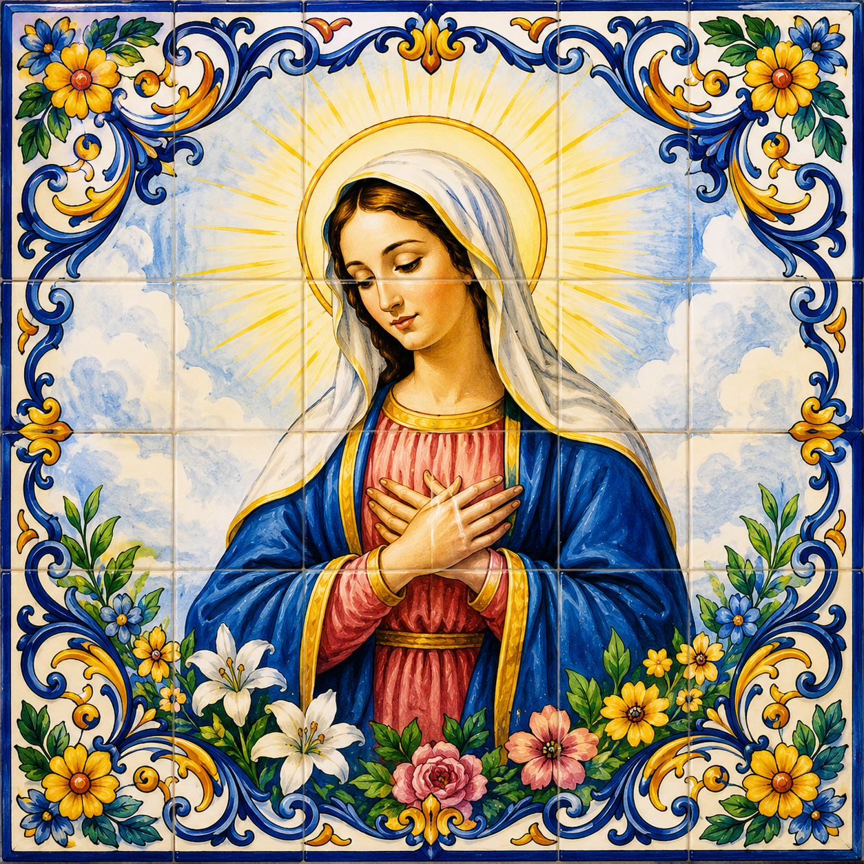 Ceramiczna płytka dekoracyjna Majolikowa Madonna