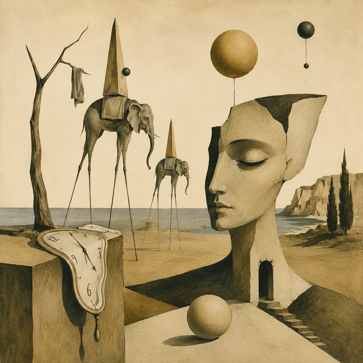 Ceramiczna płytka dekoracyjna Surrealistyczny Sen o Czasie