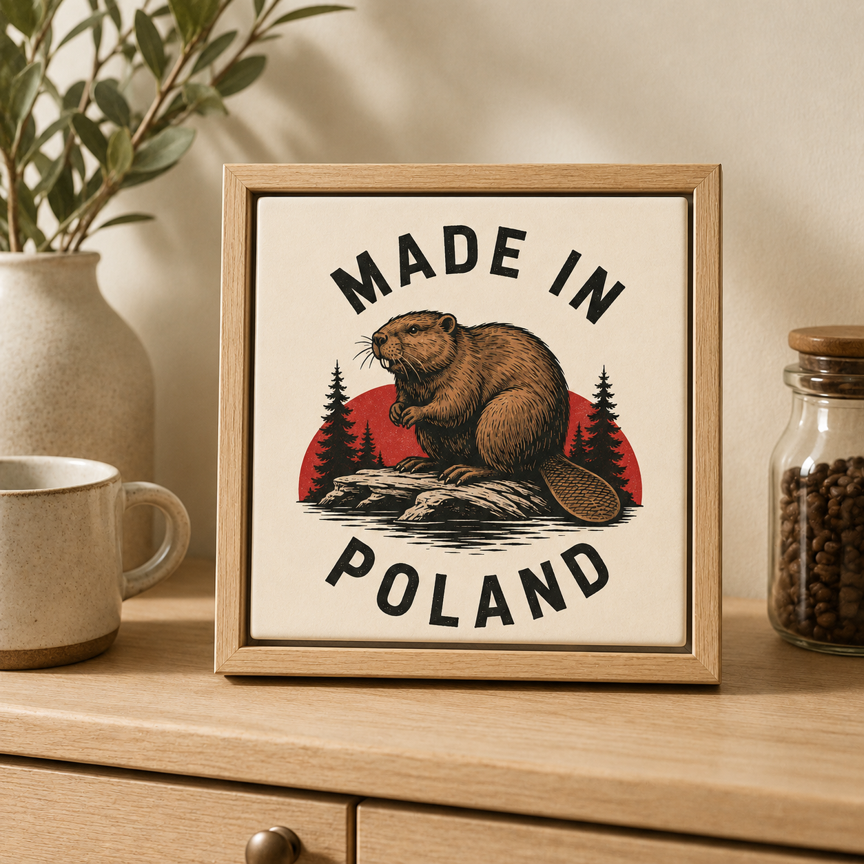 Ceramiczna płytka dekoracyjna Polski Bóbr Retro