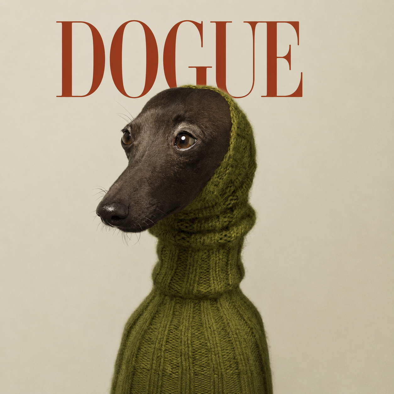 Ceramiczna płytka dekoracyjna "Dogue w Oliwkowym Golfie"