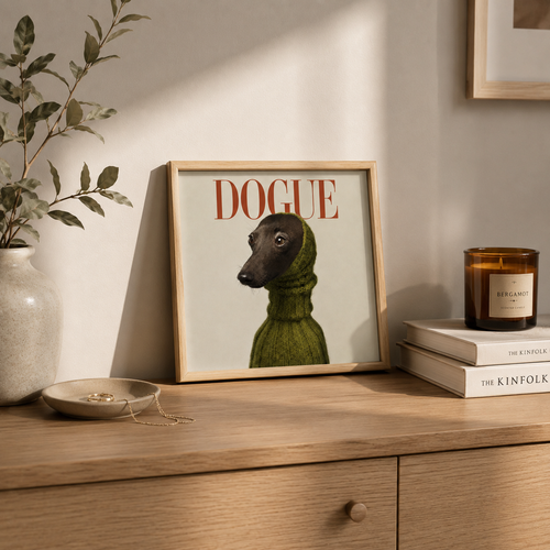 Ceramiczna płytka dekoracyjna "Dogue w Oliwkowym Golfie"