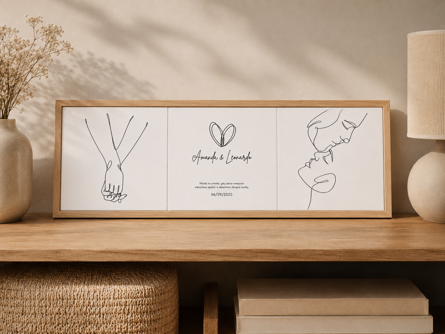 Ceramiczna płytka dekoracyjna Subtelna Miłość Line Art