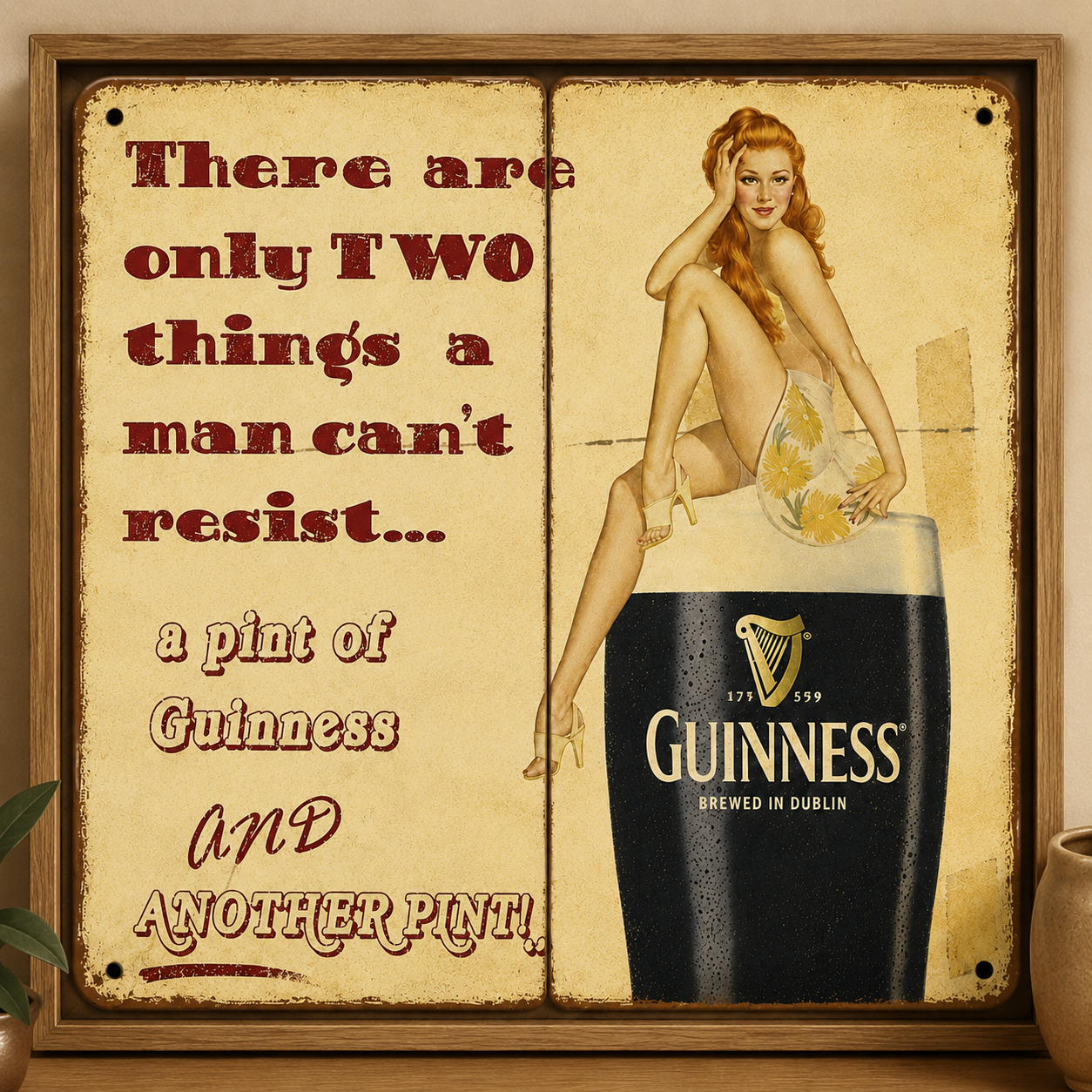 Ceramiczna płytka dekoracyjna Retro Pin-Up Guinness