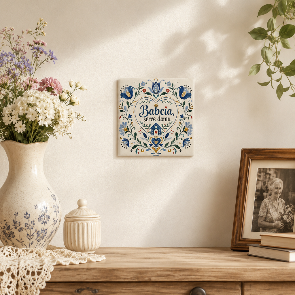 Ceramiczna płytka dekoracyjna Babcia Serce Domu