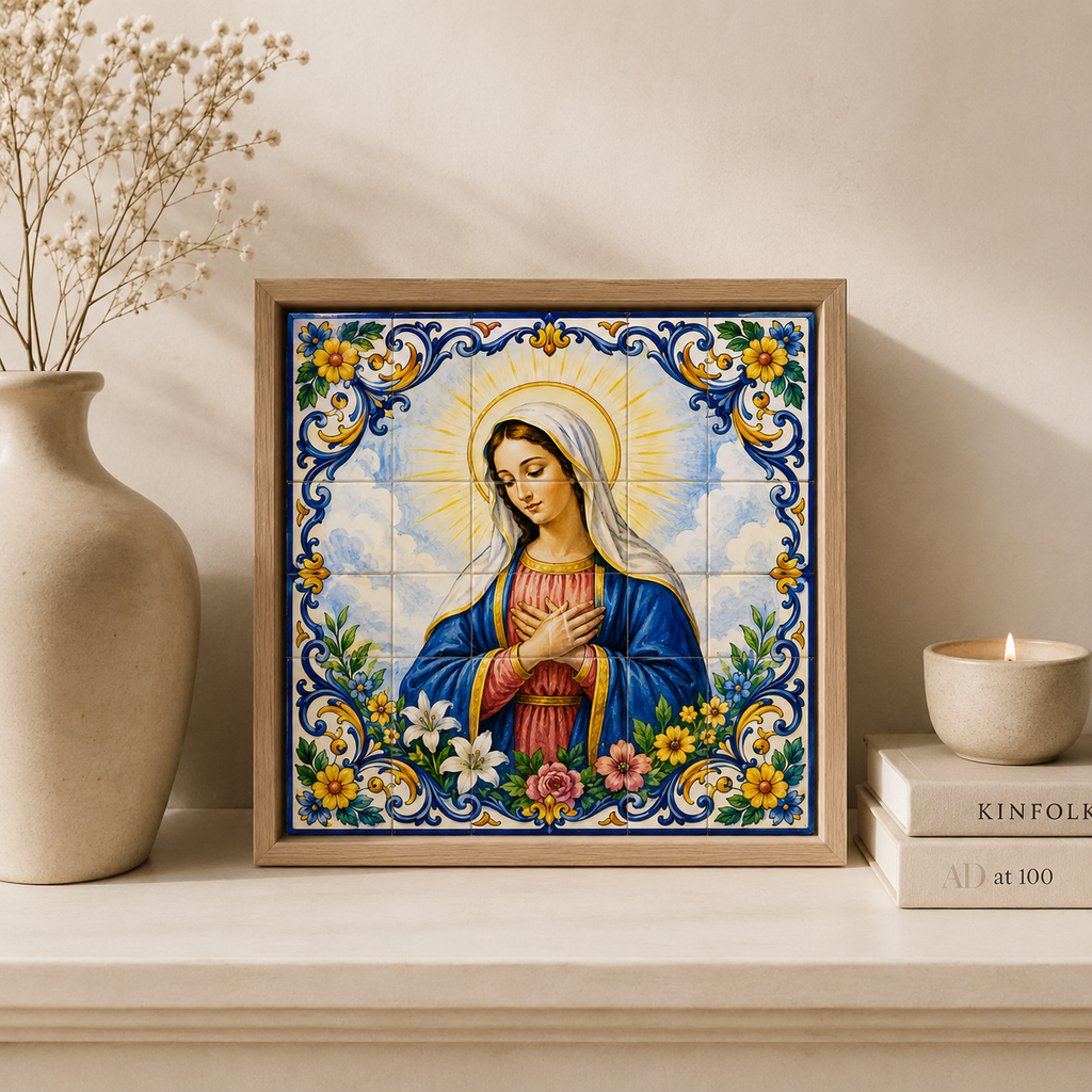 Ceramiczna płytka dekoracyjna Majolikowa Madonna