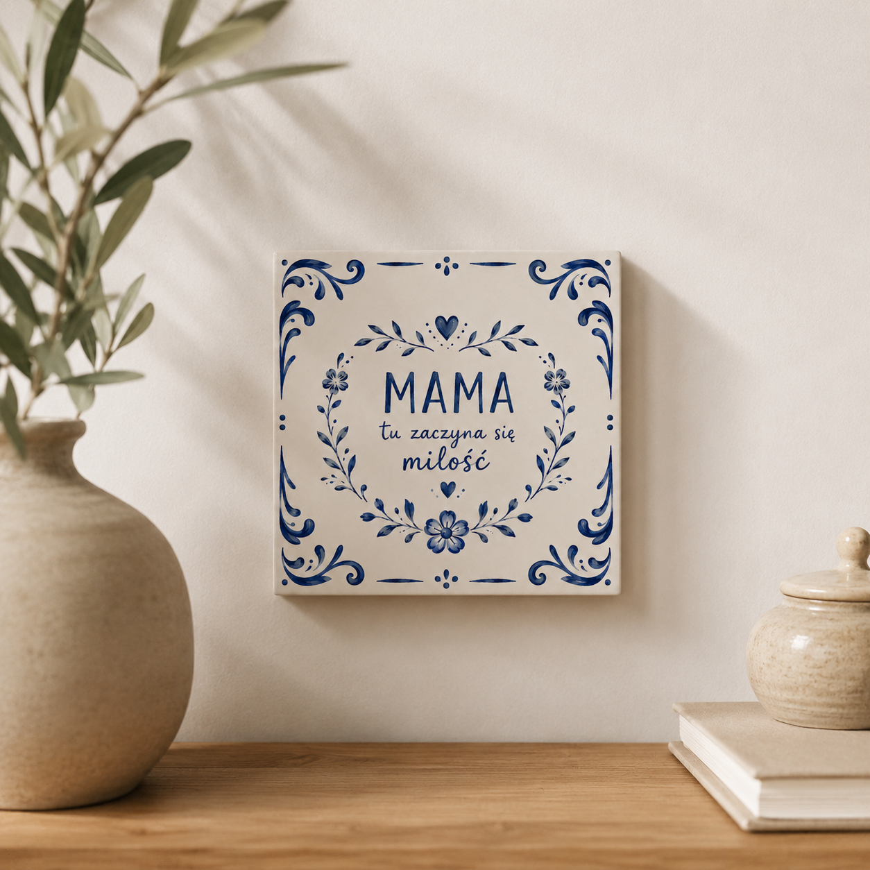Ceramiczna płytka dekoracyjna Mama – Tu Zaczyna Się Miłość