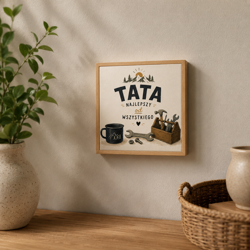 Ceramiczna płytka dekoracyjna Najlepszy Tata – Złota Rączka
